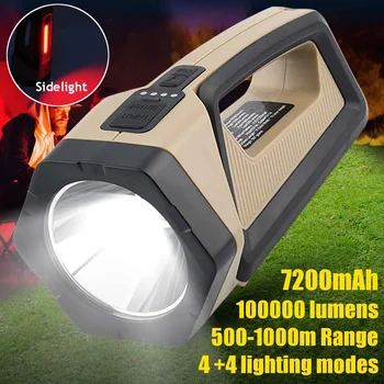 

10W Super Bright Outdoor Handheld Portable USB Rechargeable Flashlight Torch Searchlight Multi-function Long Shots Lamp