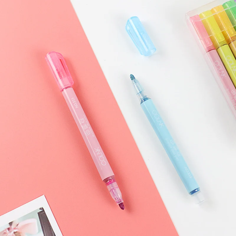 8 Color Double Line Outline Pen Highlighter Marker Pen for Card Writing Drawing P7Ding