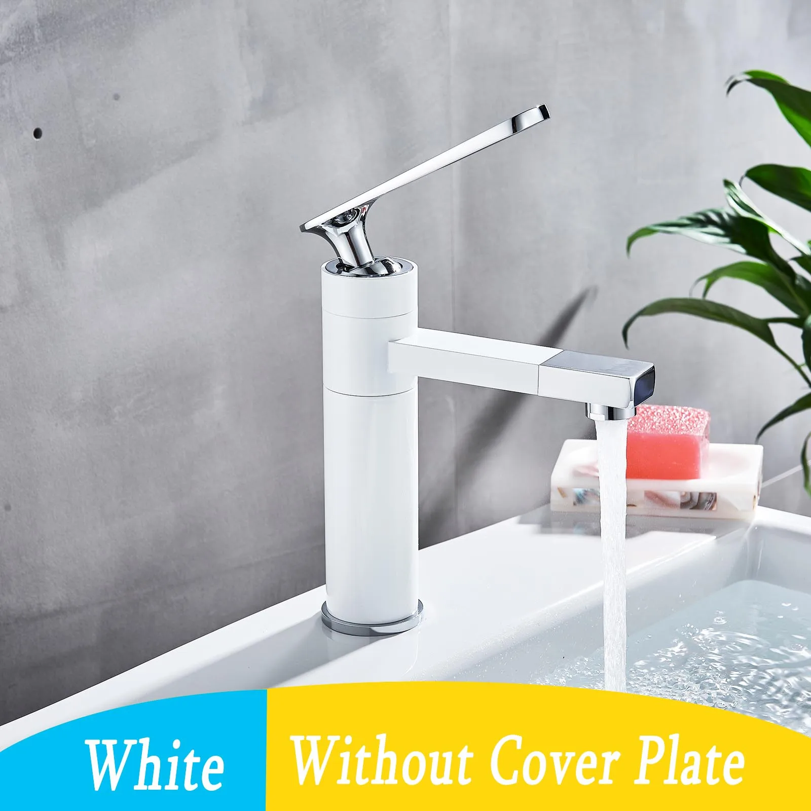 Черный хромированный кран для раковины с поворотом на 360 градусов, белый современный кран для раковины, кран для ванной комнаты, Смеситель для холодной и горячей воды - Цвет: white short