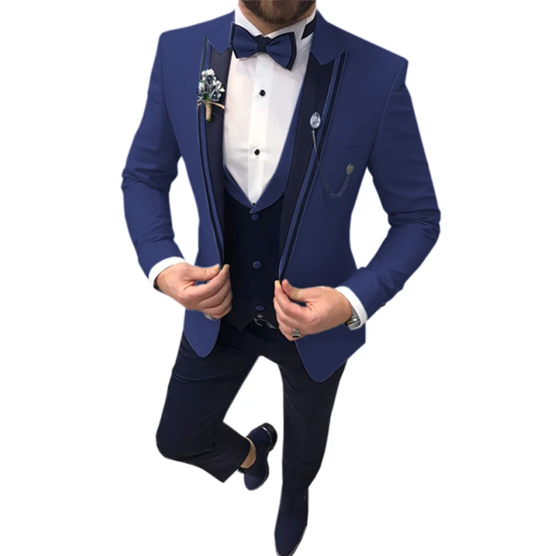 Trajes de 3 para Blazer + chaleco (sin corbata), traje Formal de corte entallado con solapa Beige y caqui para novio de boda|Trajes| - AliExpress