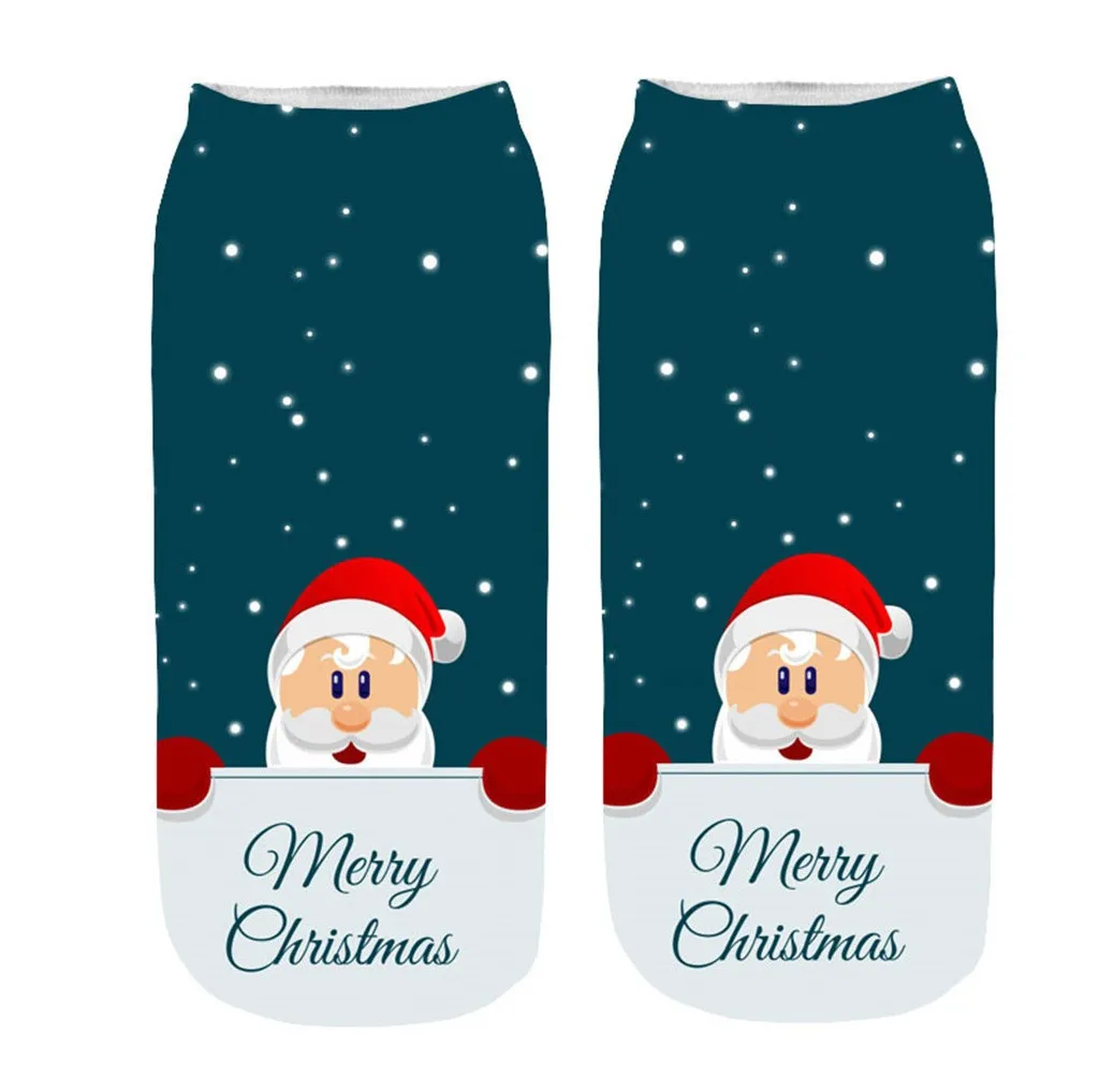 G# 3D Рождественский Санта и олень, носки с принтом, повседневные, средние, забавные, милые, спортивные носки, Прямая поставка, calcetines#06