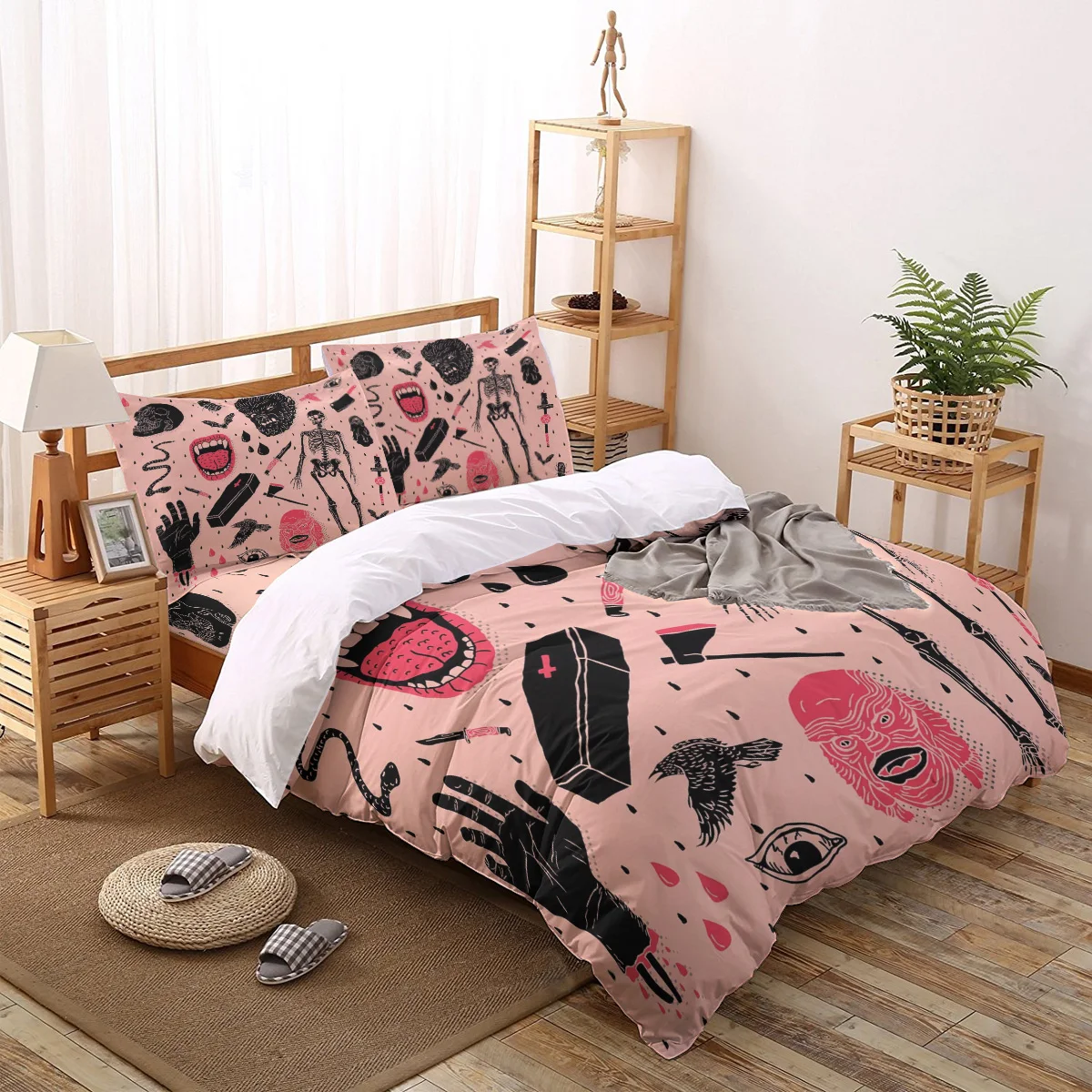 Hot Selling Whole Lotta Horror Printed Duvet Cover Set 4 Piece Bedding