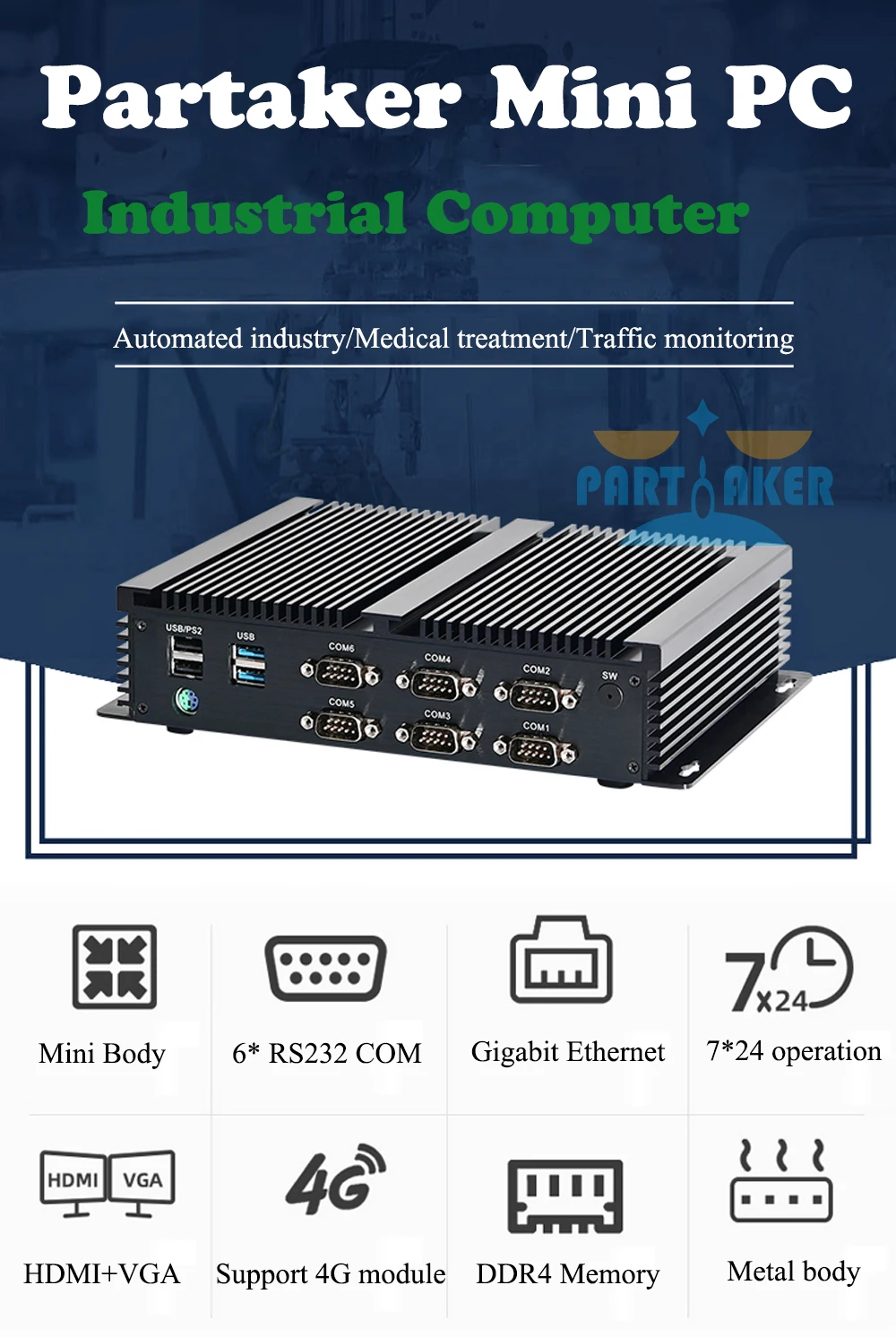 Unleash Power with Fanless Intel Mini PC - Core i7 8550U | i5 8250U | i7 6500U | i7 7510U. Versatile with 2 Intel I211 and 6 COM Ports. Elevate your computing with this Mini Computer HTPC marvel! Description Image.This Product Can Be Found With The Tag Names Cheap Mini PC, Computer Office, High Quality Computer Office, Mini pc