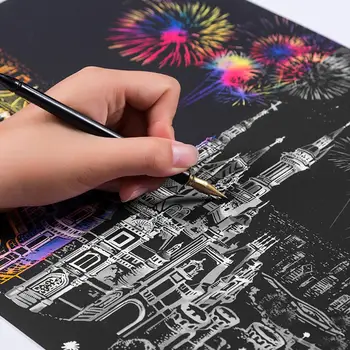 

None Creative DIY Scratch Bright City Night View Scraping Painting World Sightseeing Pictures as Gifts