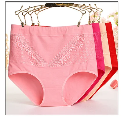 High-quality 4PCS women sexy lace mid-waist Solid panties seamless cotton breathable panty Hollow briefs sexy underwear AD240