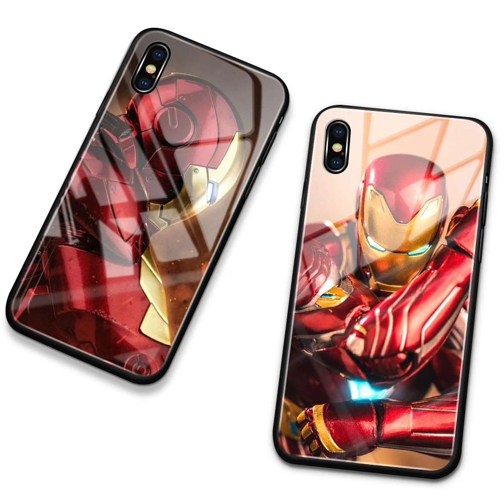 Dla Funda Iphone 11 Etui Szklane Twarde Etui Na Tylna Obudowe Iron Man Marvel Iphone Se2 Etui Na Iphone 6 6s 7 8 Plus X Xs Xr 11 Pro Max Aliexpress