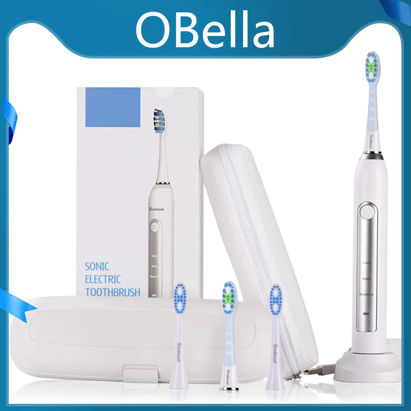 

Sonic Electric Toothbrush Rechargeable Waterproof 3 Modes IPX7 Replaceable.4 Brush Head Toothbrush USB Charger For Adult