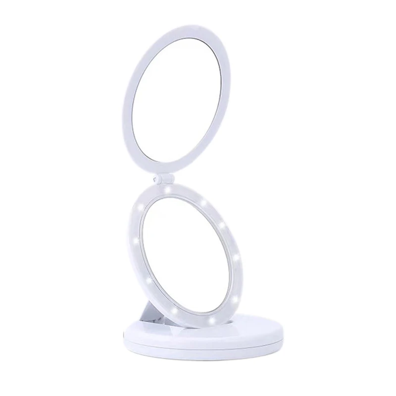 

LED Makeup Mirror Folding Beauty Makeup Mirror Portable USB Double-Sided Light Mirror With Magnifying Glass