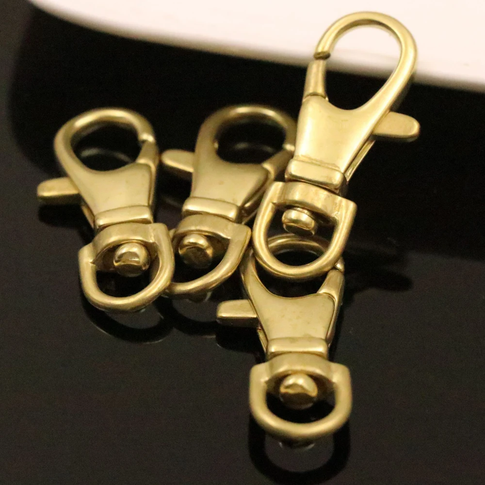 4pcs Small brass snap hooks classic swivel eye trigger clips clasps for leather craft bag purse strap chain webbing connecting | Дом и сад