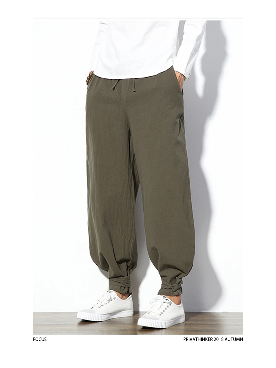 Sinicism Store 5XL хлопковые льняные шаровары мужские штаны для бега мужские брюки китайские традиционные ткани ремни размера плюс