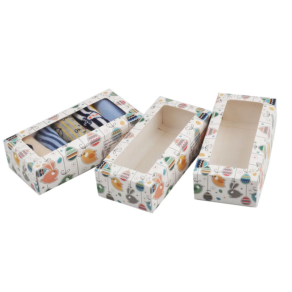 

MissYe Store10 Pcs Christmas socks underwear box colorful paper box gift towel packaging with window for christmas gift
