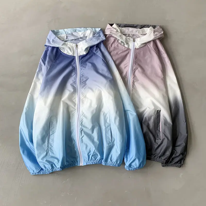 

Spring Summer Thin Track Jacket Men's Fashion Contrast Color Casual Hooded Jacket Men Streetwear Loose Hip Hop Bomber Jacket