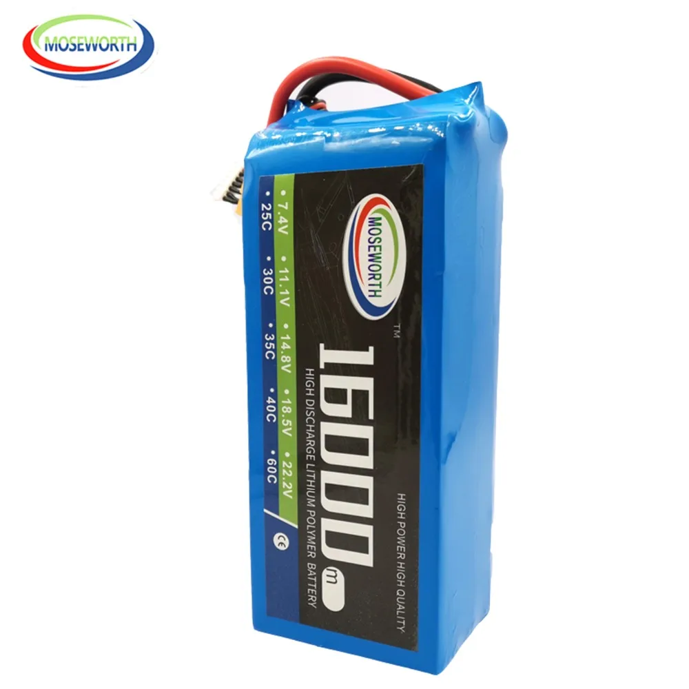 MOSWORTH батареи 18,5 V 16000mAh 30C RC LiPo батарея для радиоуправляемого дрона вертолета квадрокоптера самолета автомобиля 16Ah LiPo