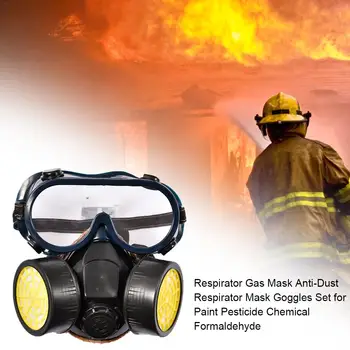 

Respirator Gas Mask Anti-Dust Respirator Mask Goggles Set for Paint Pesticide Chemical Formaldehyde