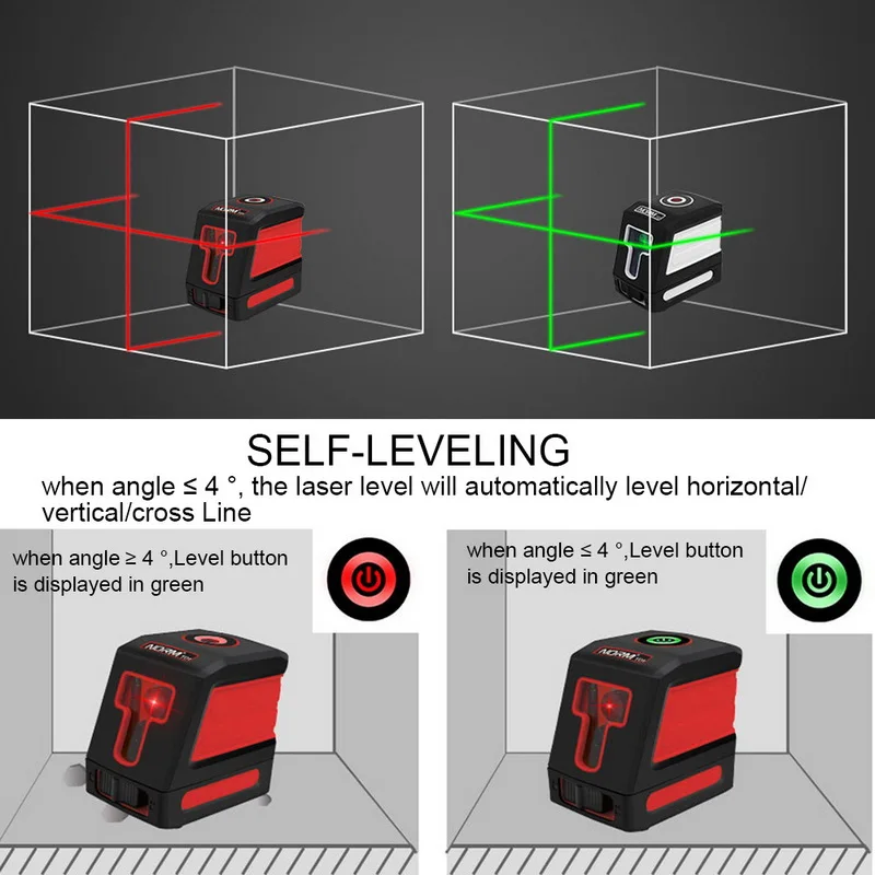 Перекрестный лазерный уровень Mini 2 перекрестный лазерный уровень линии самонивелирующийся режим мощный зеленый или красный лазерный уровень