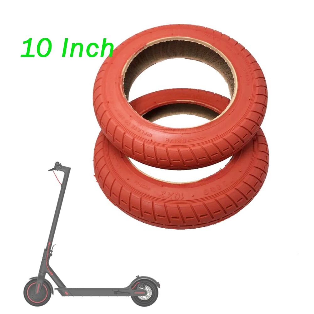 Neumático interior para patinete eléctrico Xiaomi M365, rueda inflable de Color rojo de 10 pulgadas, bricolaje, 1 unidad, 10x2,0