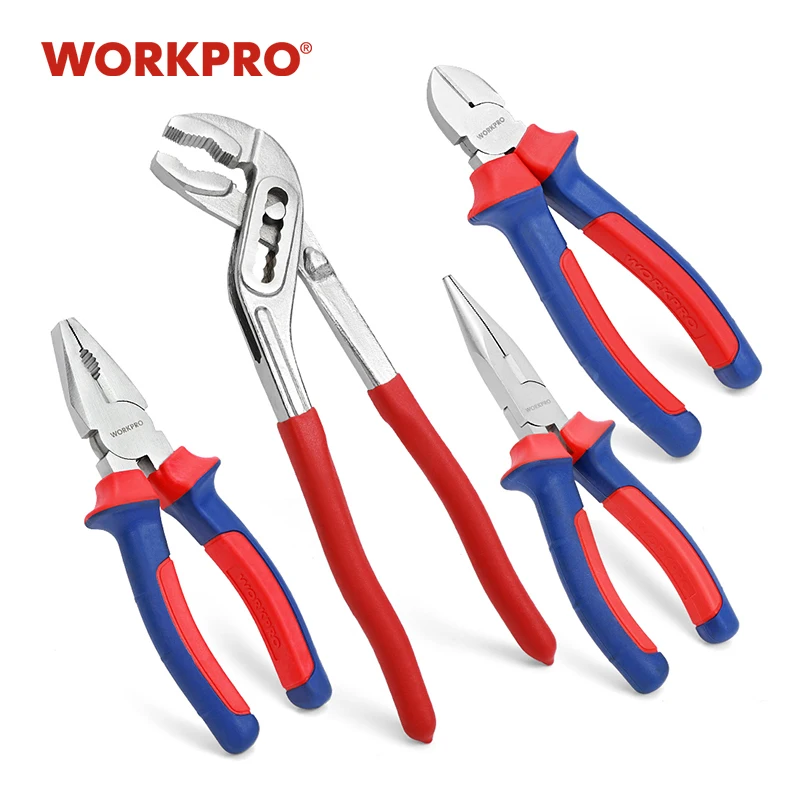 Набор инструментов WORKPRO комплект из 4 плоскогубцев для домашнего ремонта с
