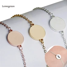 Lemegeton Индивидуальные Имя браслеты для женщин/мужчин нержавеющая сталь Выгравированные буквы Дата любовное сообщение пара браслет ювелирные изделия