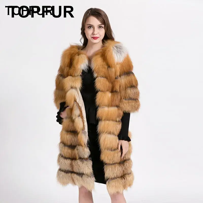 TOPFUR, новая мода, зимнее женское пальто, натуральный мех, пальто для женщин, натуральный Лисий мех, верхняя одежда и пальто, базовые куртки, средний рукав