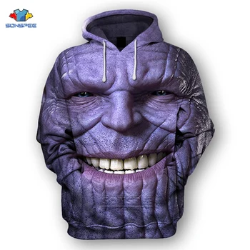 

SONSPEE New 2020 Customize Movie Thanos Face 3D Print Hoodies Longsleeve Women Fashion Hooded Pullovers Tops Men's Clothing
