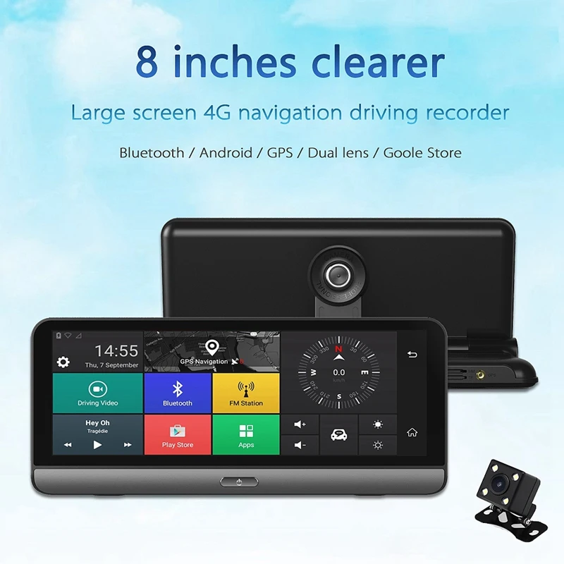8 дюймов Android автомобильный видеорегистратор 4G WiFi ADAS gps Navig двойной объектив 1080P DVR камера рекордер