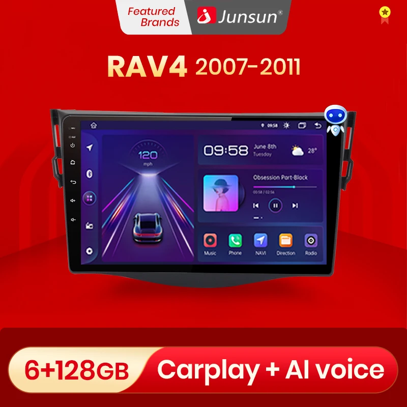 Автомагнитола Junsun V1 Pro 4 + 64 ГБ Android 10 0 4G мультимедийный плеер для Toyota RAV4 2007-2011