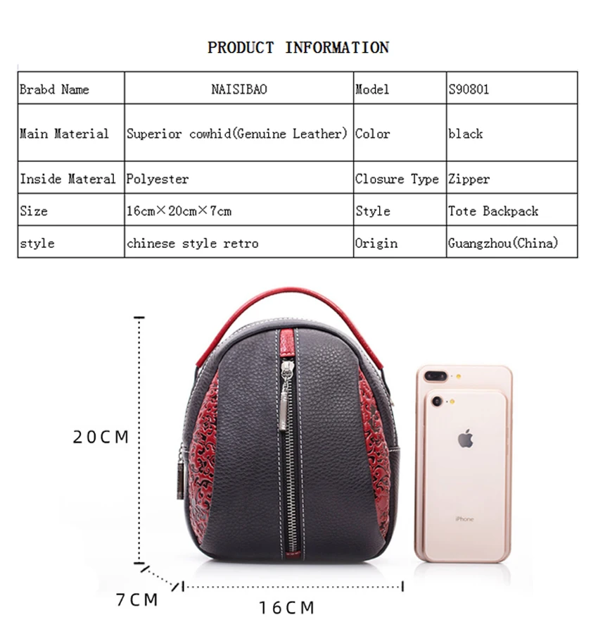 NAISIBAO Women Genuine Leather bag fahion quality cowhide bag women backpack designer bags famous brand women bags new