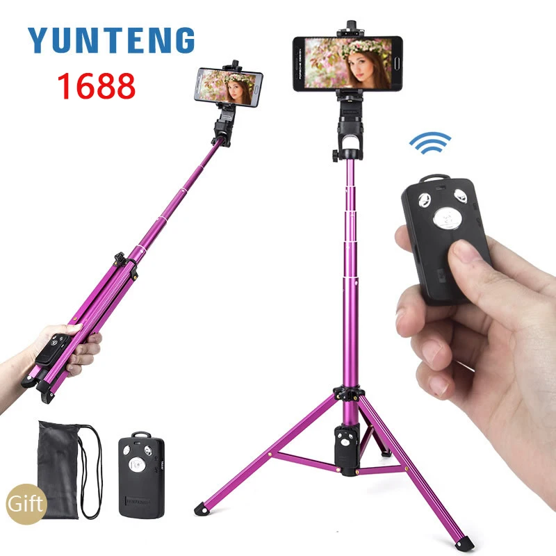 

Yunteng 1388 1688 51in Selfie Stick with Wireless Charging Bluetooth Remote Portable Tripod Mount for Smartphone Live Stream