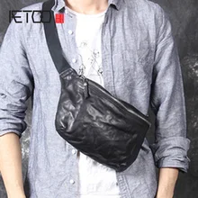AETOO Повседневная Ретро-сумка из воловьей кожи, мужская сумка через плечо, кожаный пояс