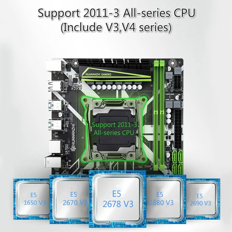 HUANANZHI X99-8M слот для материнской платы LGA2011-3 USB3.0 NVME M.2 SSD Поддержка DDR4 REG ECC памяти и процессор Xeon E5 V3 V4
