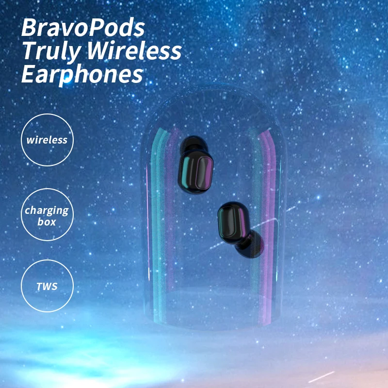 2020 Version Wireless Earphone Bluetooth 5 0 TWS Hifi Stereo Dual Mic Headset Waterproof Sport Earbuds