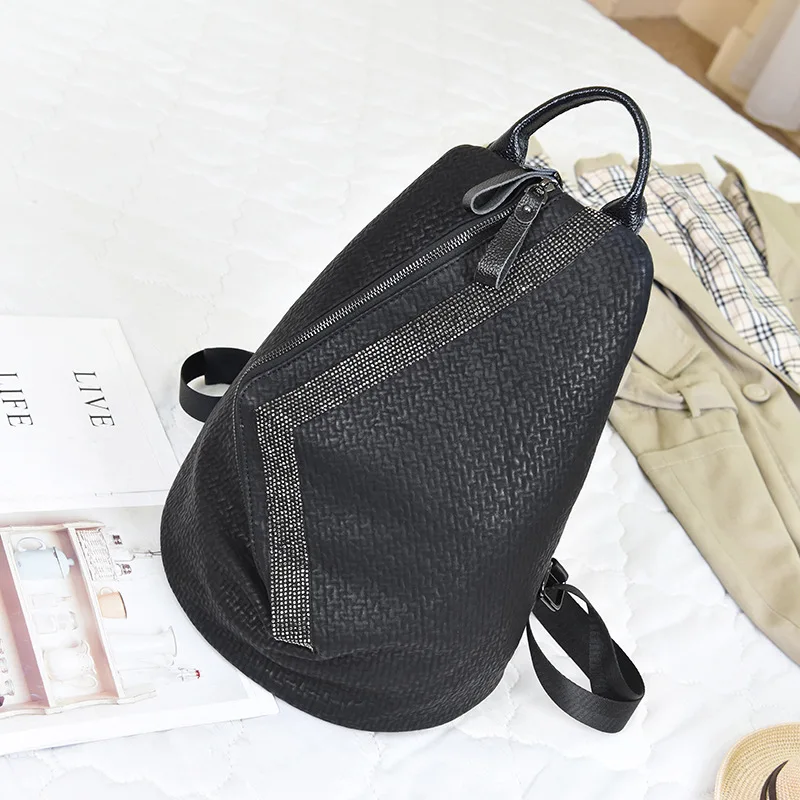 QINRANGUIO Women Backpack High Quality Genuine Leather Backpack Women Fashion Large Capacity Black Backpack Female