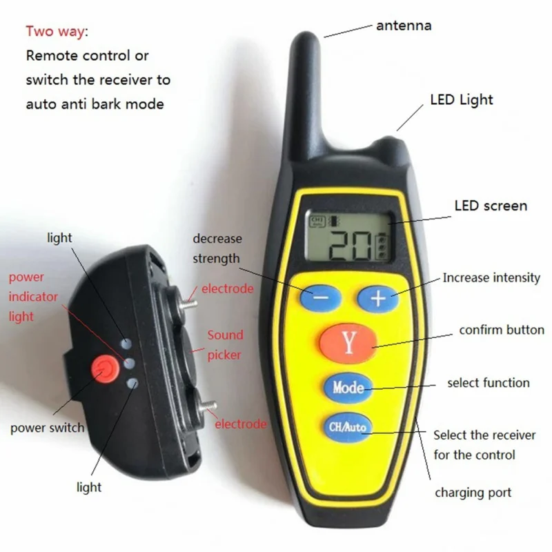 Электрический ошейник для дрессировки собак, водонепроницаемый ...