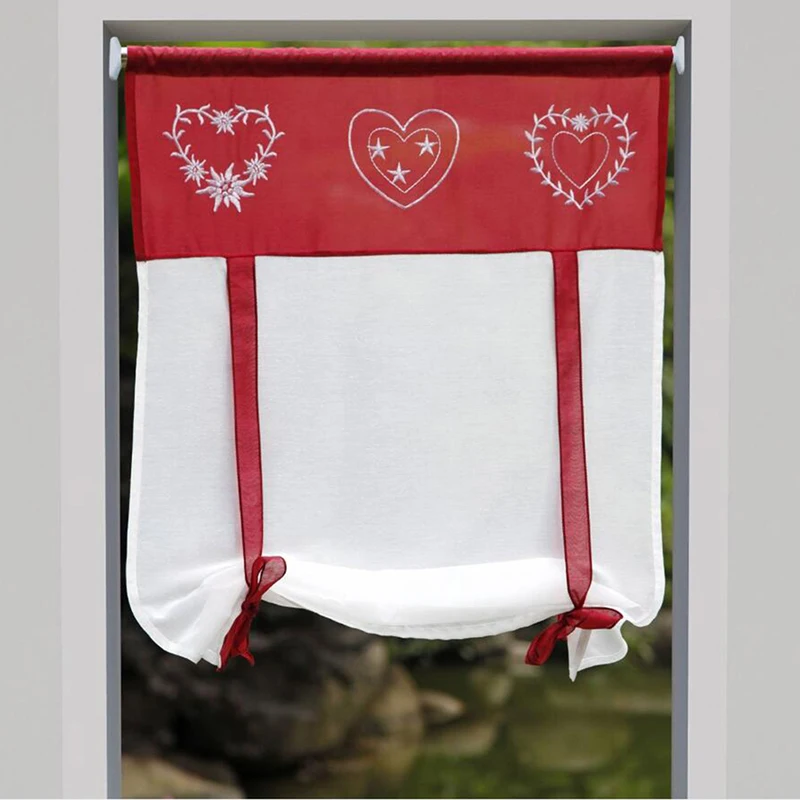 

Short Curtains Tulle Fabrics Short Curtains for Kitchen Curtains Roman blinds Heart Design Window Treatments Sheer