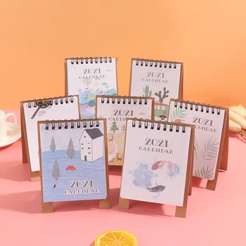 

Hand Drawing 2021 Fresh Cartoon Mini Flamingo Desktop Paper Calendar dual Daily Scheduler Table Planner Yearly Agenda Organizer
