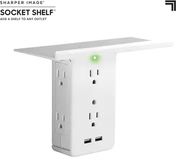 

Switch Socket Rack Socket Shelf 6 Electrical Outlet Extenders 2 USB Charging Ports Removable Built-In Shelf Drop Shipping