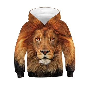 3D LION Boys Hoodies Teens Autumn Hooded Sweatshirt For Boys Kids Sweatshirt Coats Children Clothes Long Sleeve Pullover Tops - Цвет: TZ114-Yellow