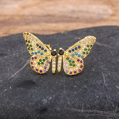 Female Luxury Crystal Round Stud Earrings Vintage Gold Color Wedding Party Jewelry Copper Zircon Crystal Stone Earrings