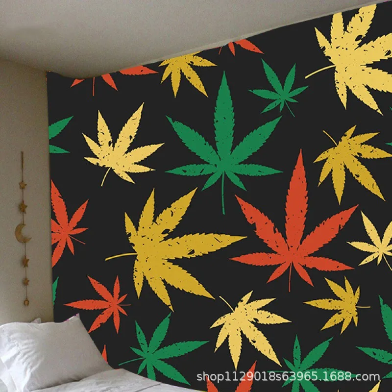 Plant hemp leaf wall hanging tapestry bedroom decoration home decoration tapestry live background cloth