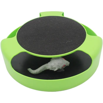 

Promotion! 2 In1 Cat Toys Interactive with Running Mice and Scratching Pad Durable Safe Kitten Cat Game Exercise No Battery Need