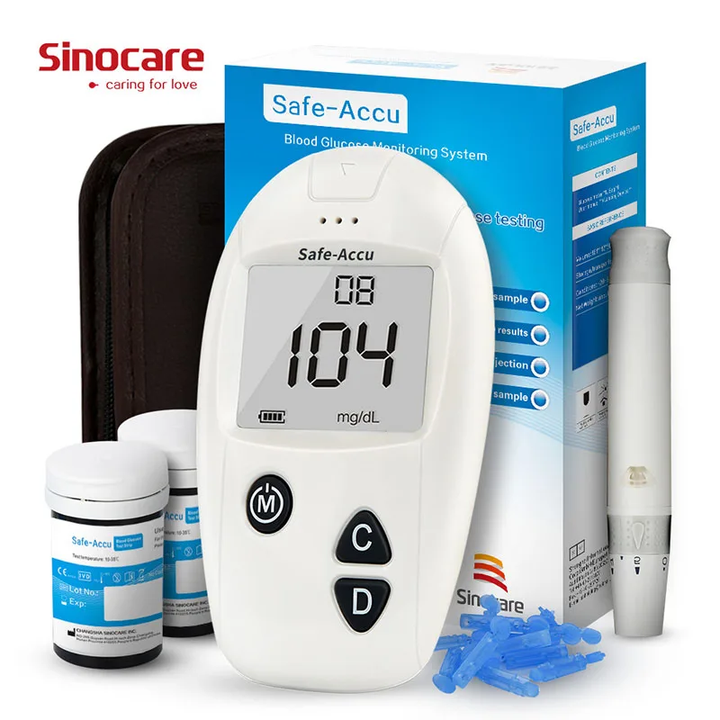 

Sinocare Safe-Accu CE Blood Glucose Meter Glucometer and Test Strips Needles Sugar Monitor Diabetes Tester Home Medical Device