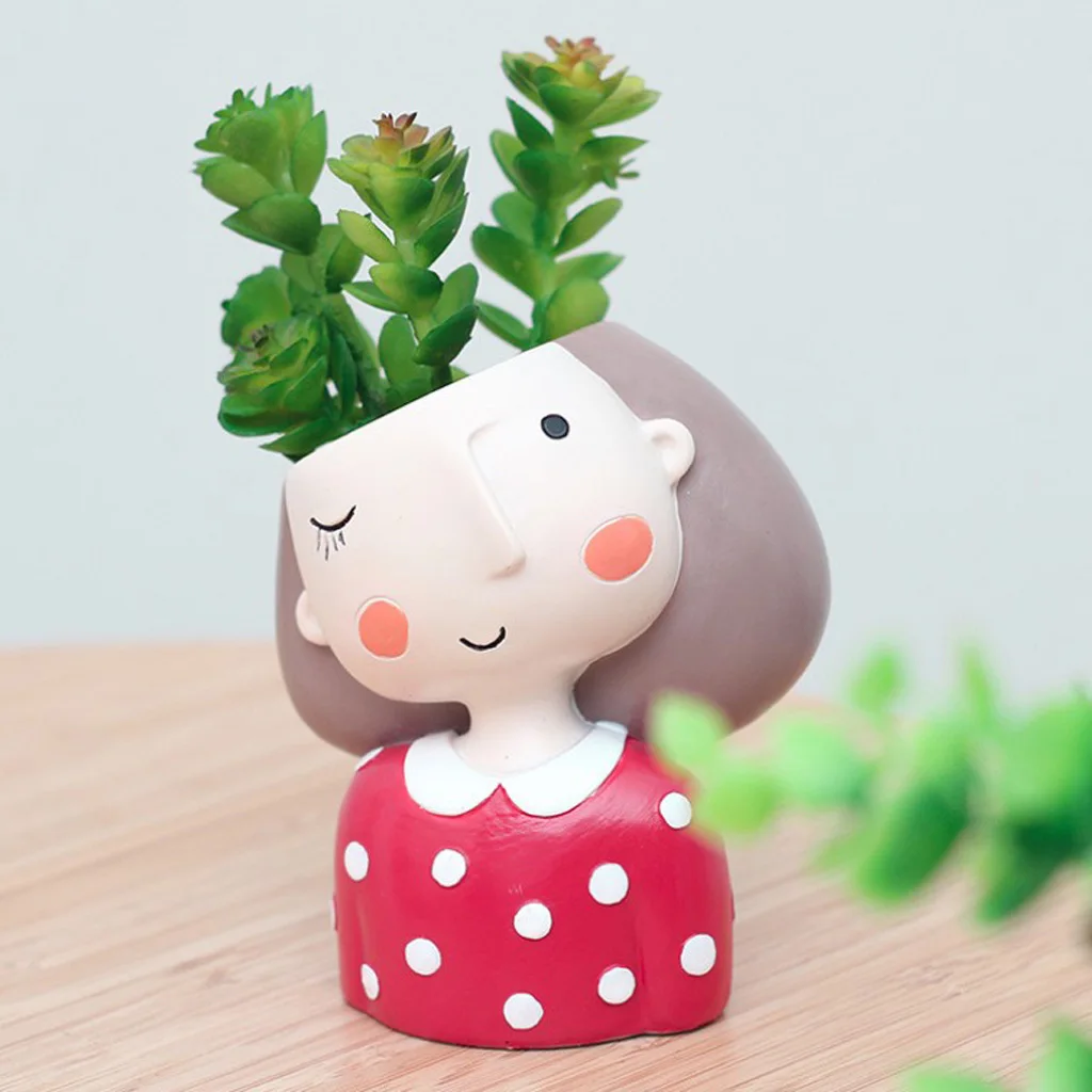 4pcs/set Girl & Boy Design Mini Flower Pots Cacti Succulent Plant Container Flowerpot Garden Planter Window Box Home DIY Decor