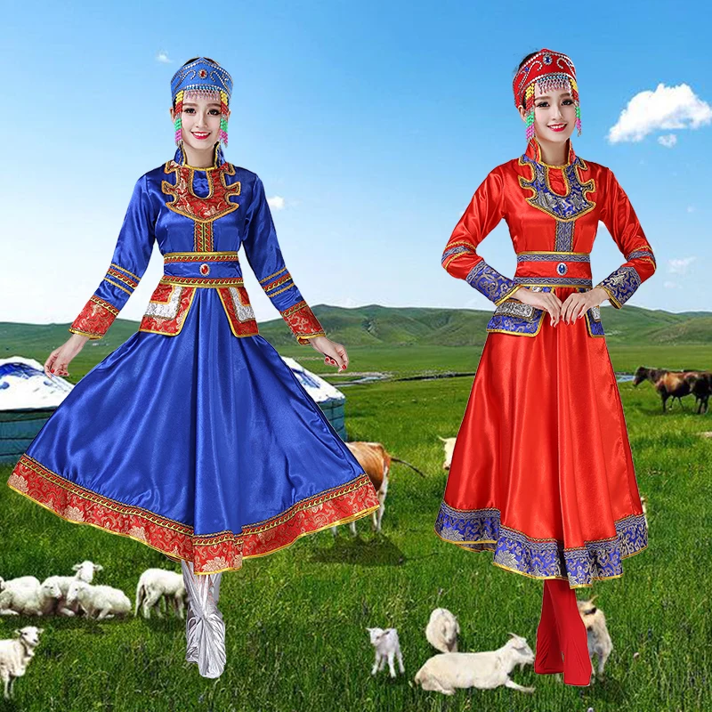 Монголия обслуживание Женщины взрослый этнический танец меньшинств одежда шоу обслуживание Внутренняя Монголия хор представление обслуживание пастбища платье