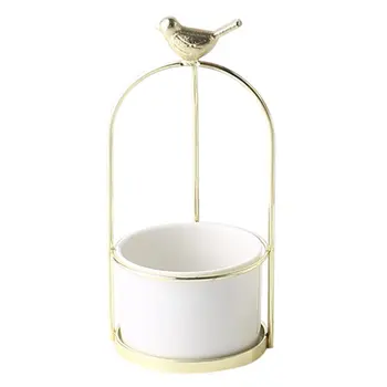 

Portable Small Vase Creative Iron Art Dried Flower Vase Countertop Ceramic Bowknot Succulent Flower Pot Decoration