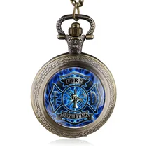 Стимпанк Бронзовый синий огонь кварцевые карманные часы для женщин и мужчин ожерелье кулон с цепочкой винтажные часы подарки reloj de bolsillo