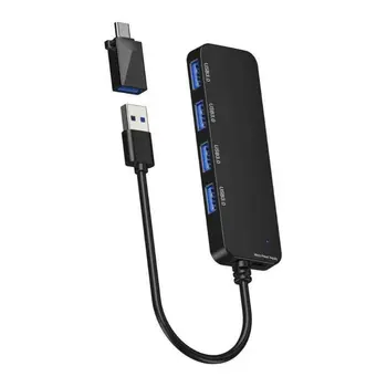 

HUB USB 3.0 4 Ports USB 2.0 Docking Station External Splitter with Micro USB Charging Port with Type-C Converter for iMac Laptop