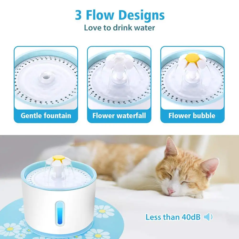Автоматический питомец кошка Фонтан СВЕТОДИОДНЫЙ светильник 2.4L USB Поильник для собаки питатель поилка диспенсер с 3 угольными фильтрами и 1 щеткой
