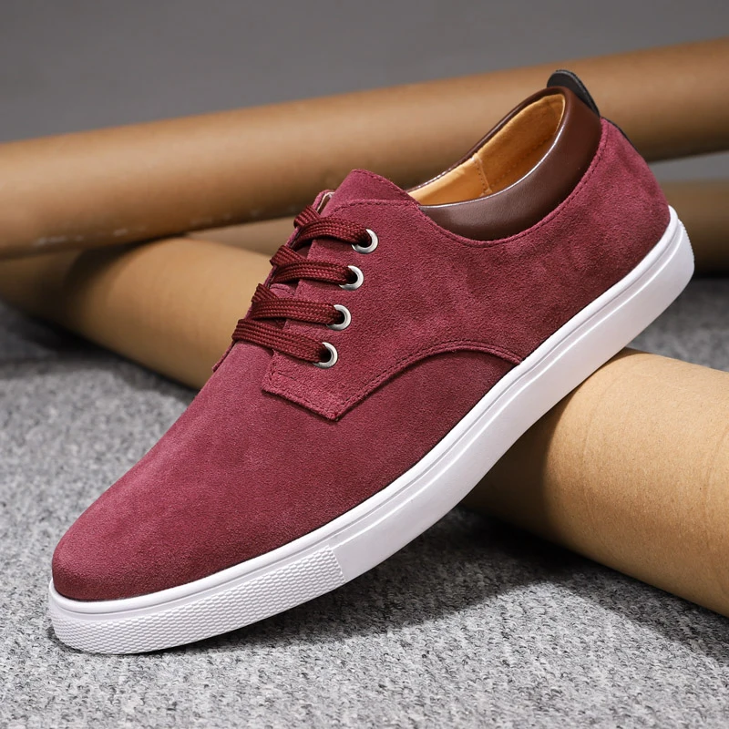 

Spring Autumn Men Flat Stylish Suede Leather Casual Shoes Elegant Flats Zapatos Planos Chaussures Plates Lace-Up Plus Size