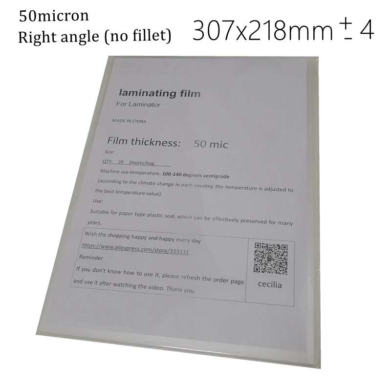 100 mic, 6 Sizes ( 3 5 6 7 8 & A4) Thermal Laminating Film, PET+EVA,  20 Sheets/Each Size, 120 Pcs/Pack For Roll Laminator - AliExpress