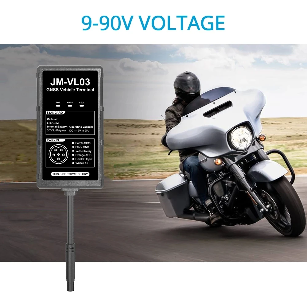 JM-VL03 4G Car GPS Tracker Waterproof 9-90VDC Real-time Tracking Alerts Via APP Web GV20 Tracker for Car Moto